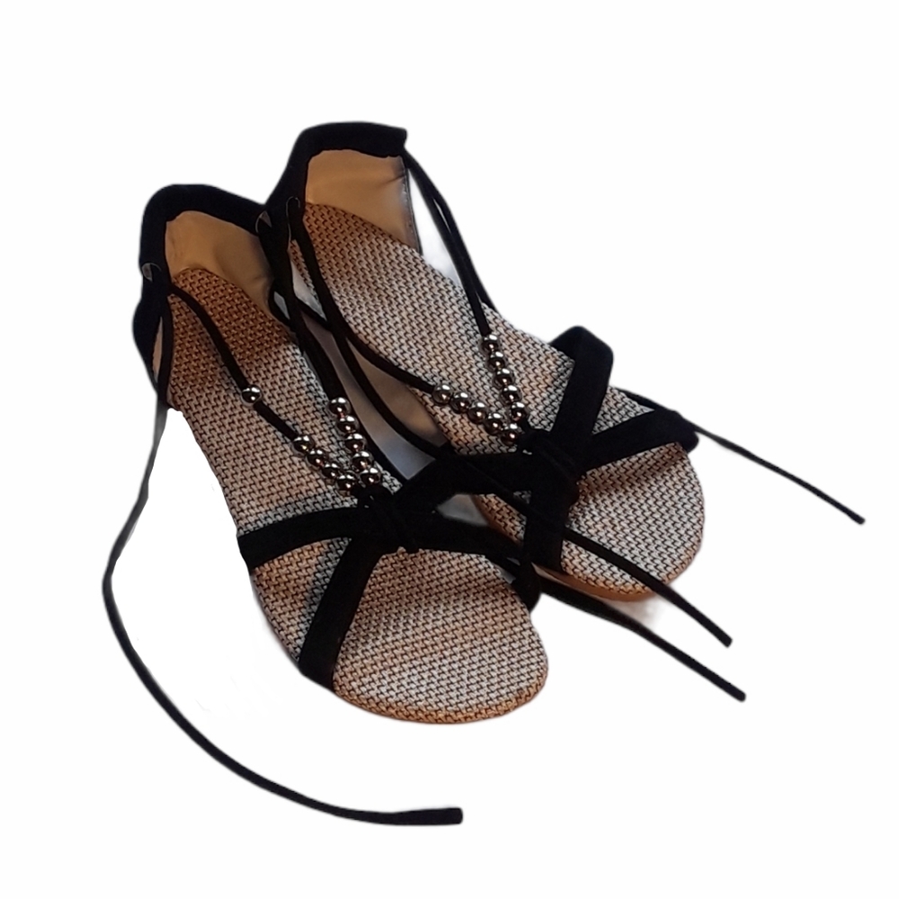 Beaded Lace up Sandals - Picture 8 of 10